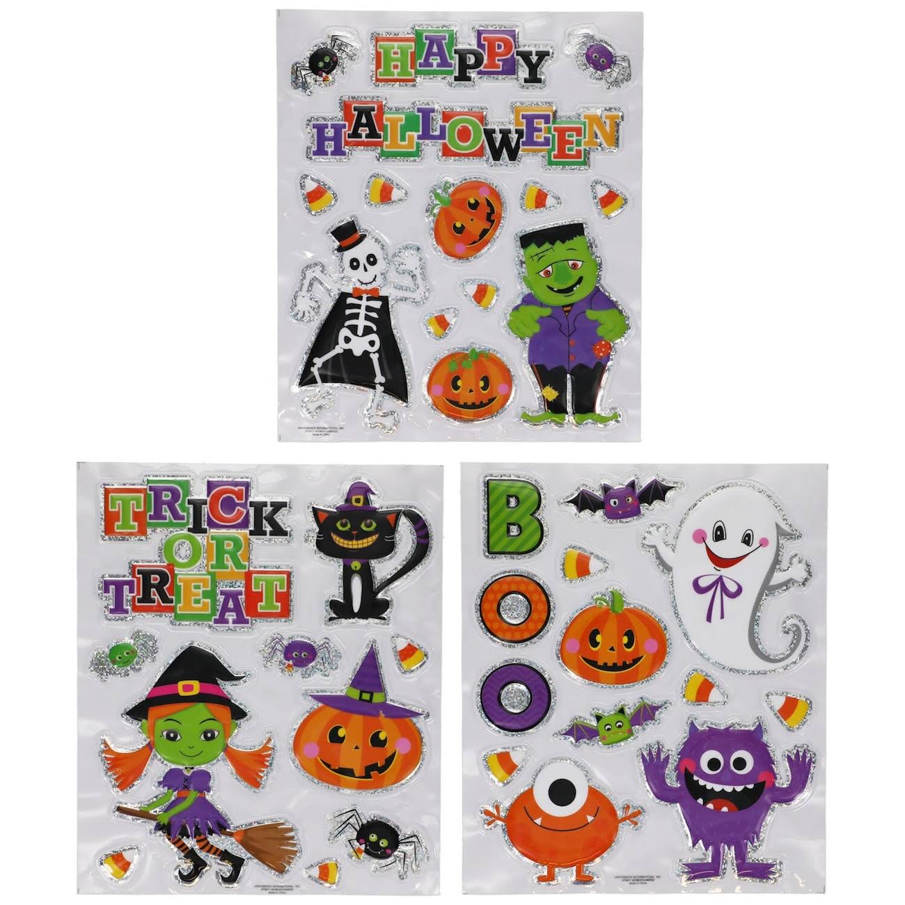 36 Embossed Holographic Halloween Window Decorations, 9.75 x 11.5-in. Packs at Dollar Tree