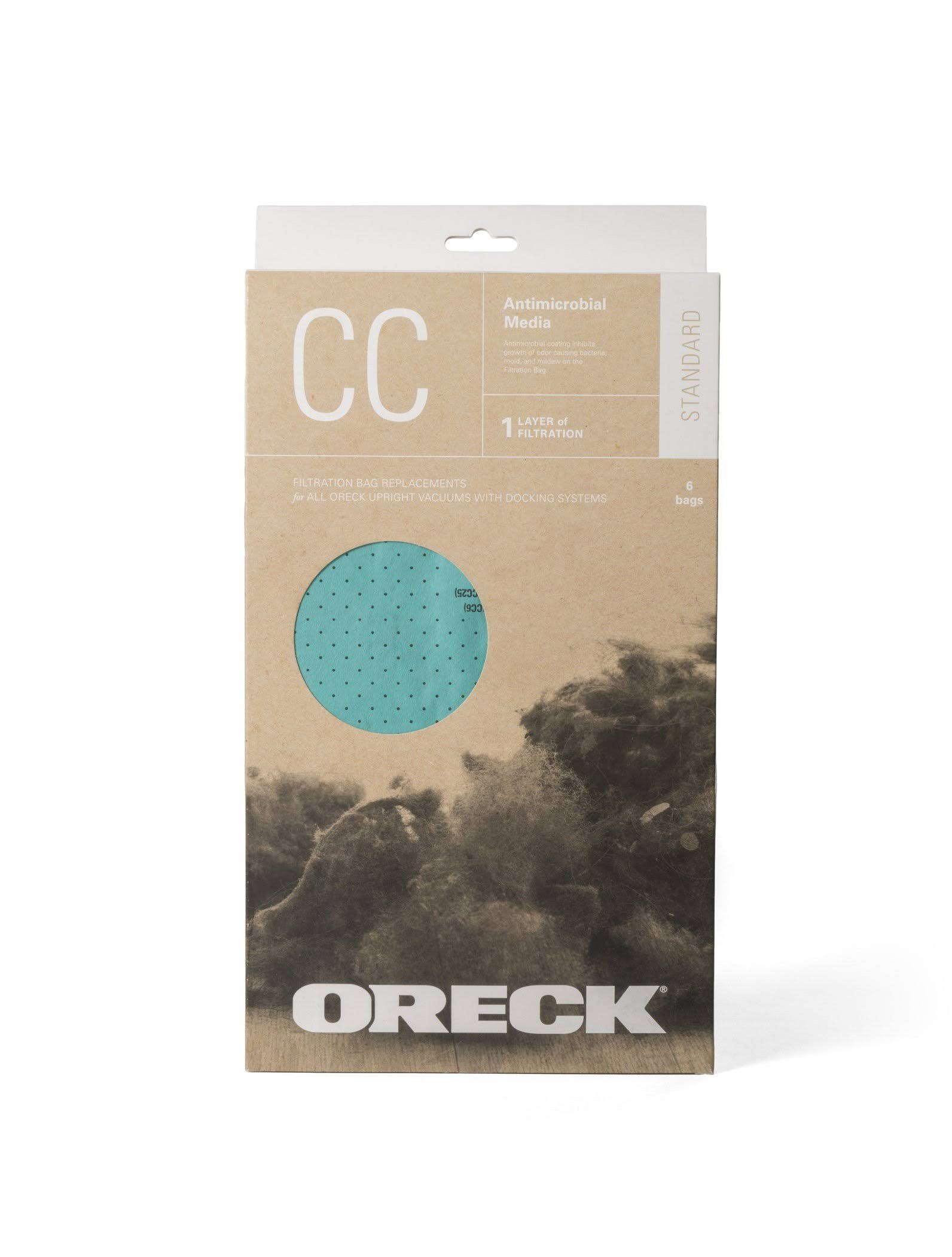 Oreck Type CC Antimicrobial Upright Vacuum Cleaner Bag, AK1CC6, 6 Pack