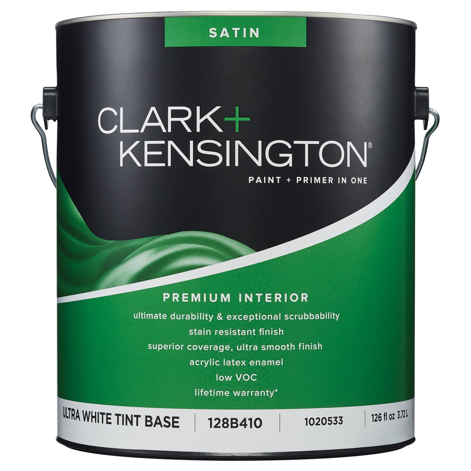 Clark+kensington Interior Acrylic Latex Paint & Primer Satin Ultra White Base 1 Gal