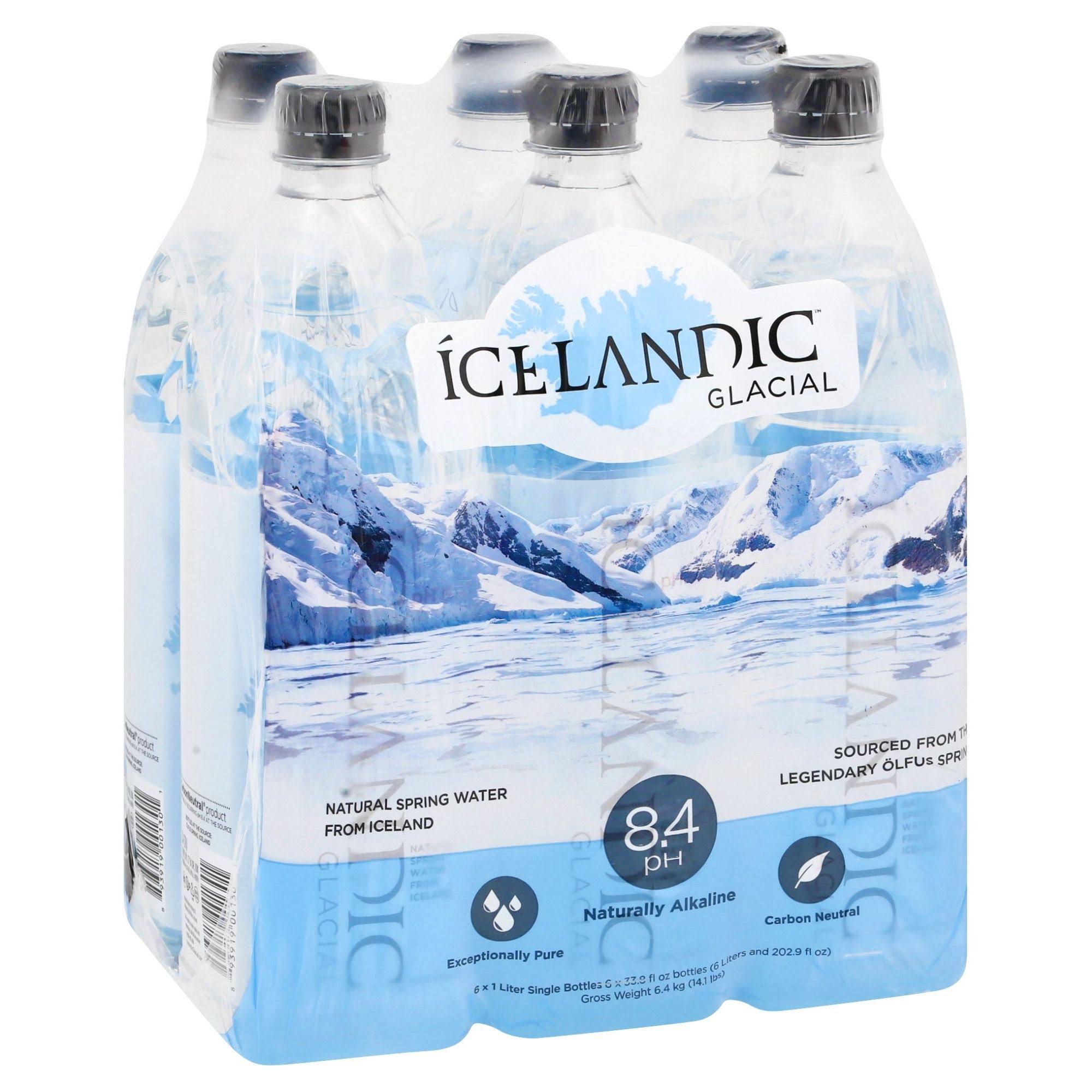 Icelandic Glacial Natural Spring Alkaline Water 1 Liter 6 Count