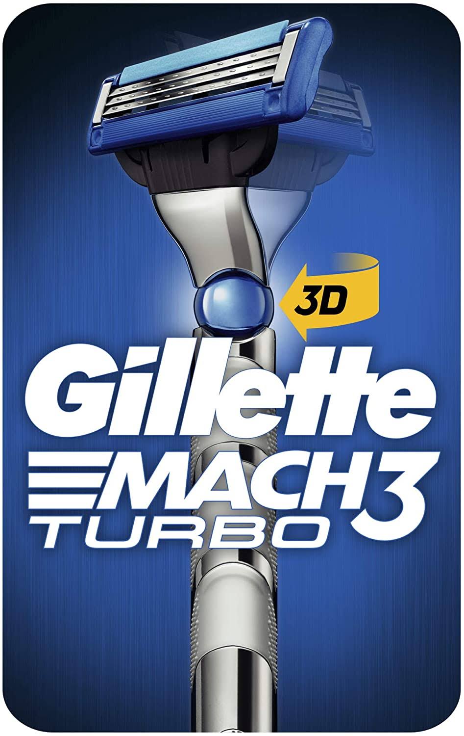 Gillette Mach3 Turbo Razor Handle + 1 Blade Refill 24 G 7702018514465