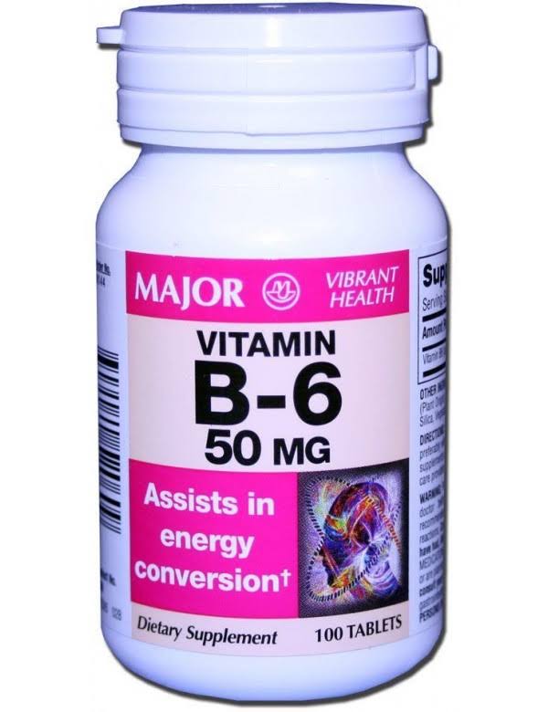 Major Vitamin B-6 50 mg, 100 Tablets