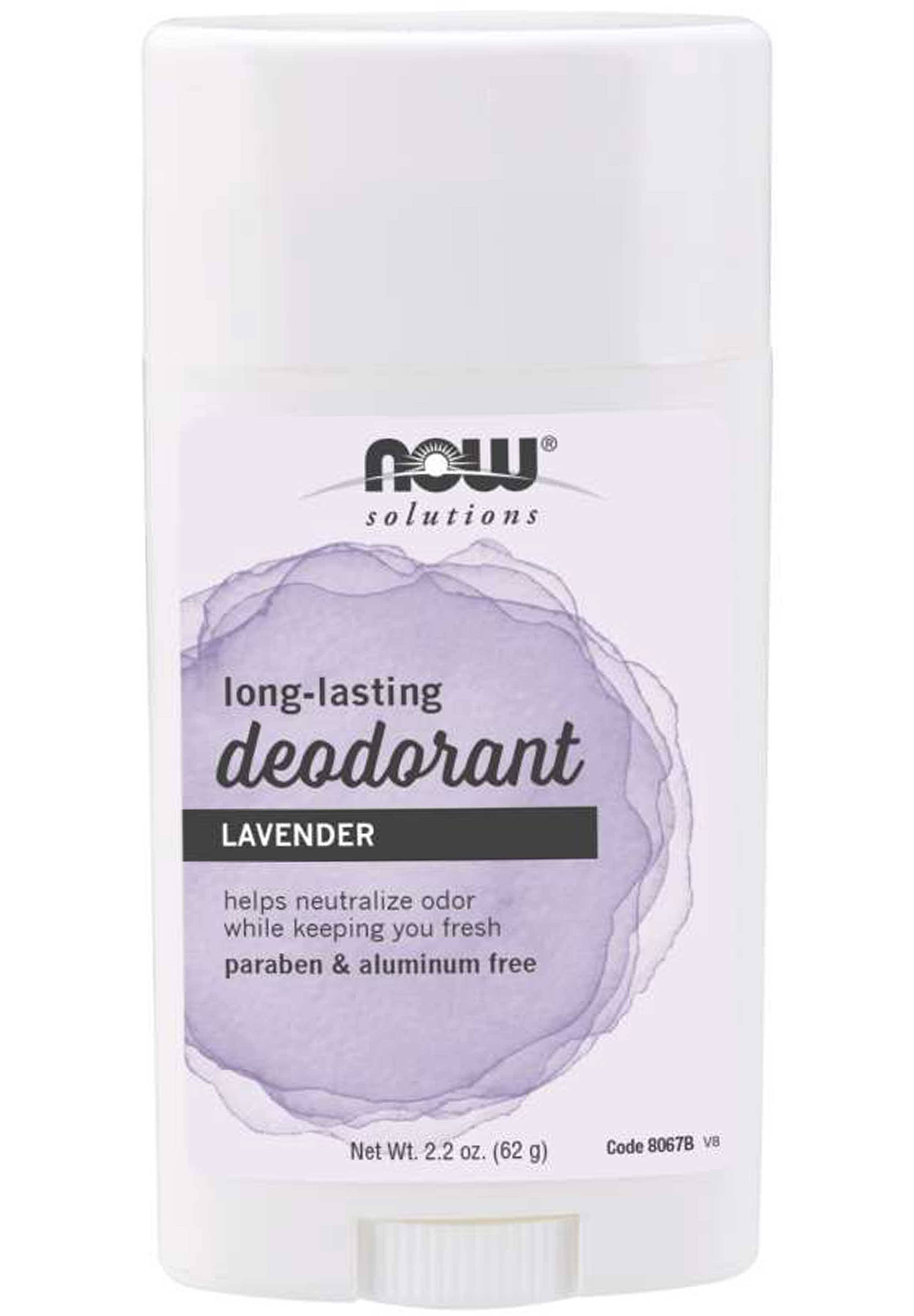 Now Foods Solutions Long Lasting Deodorant Stick - Refreshing Lavender, 2.2oz