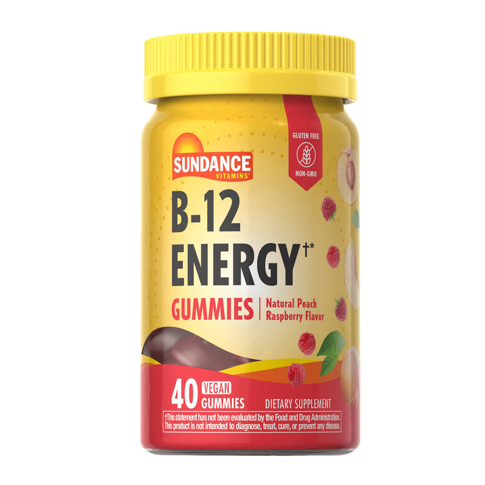 Sundance Vitamins Vitamin B-12 Energy, Gummies, Natural Peach Raspberry Flavor - 40 ea