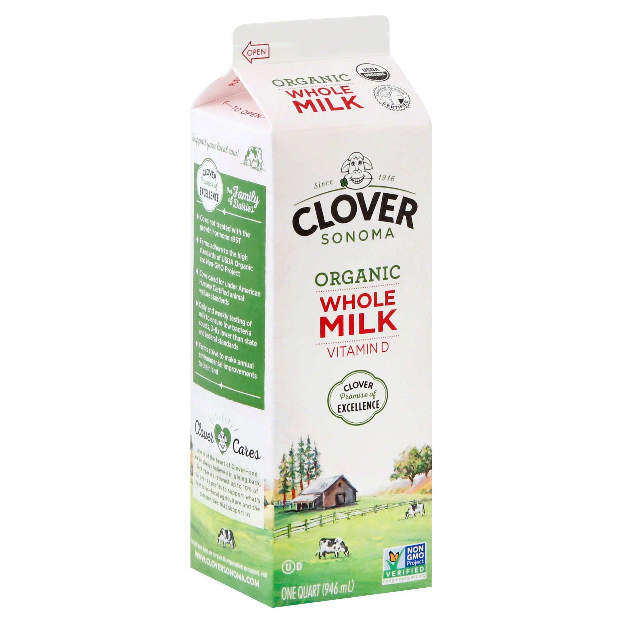Clover Milk, Whole, Organic - 1 qt