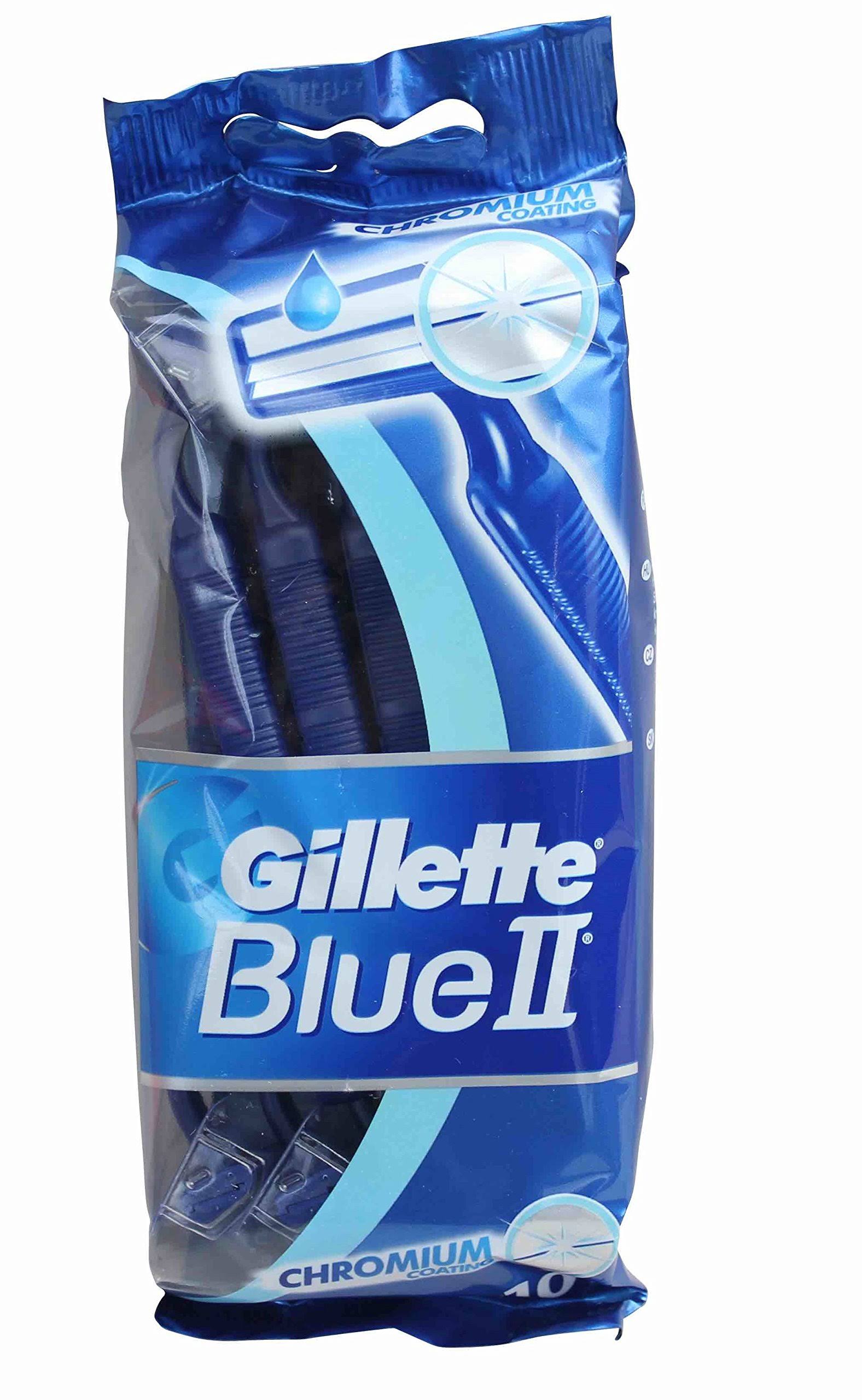 Gillette Blue II Chromium Mens Disposable Razors - 10pk