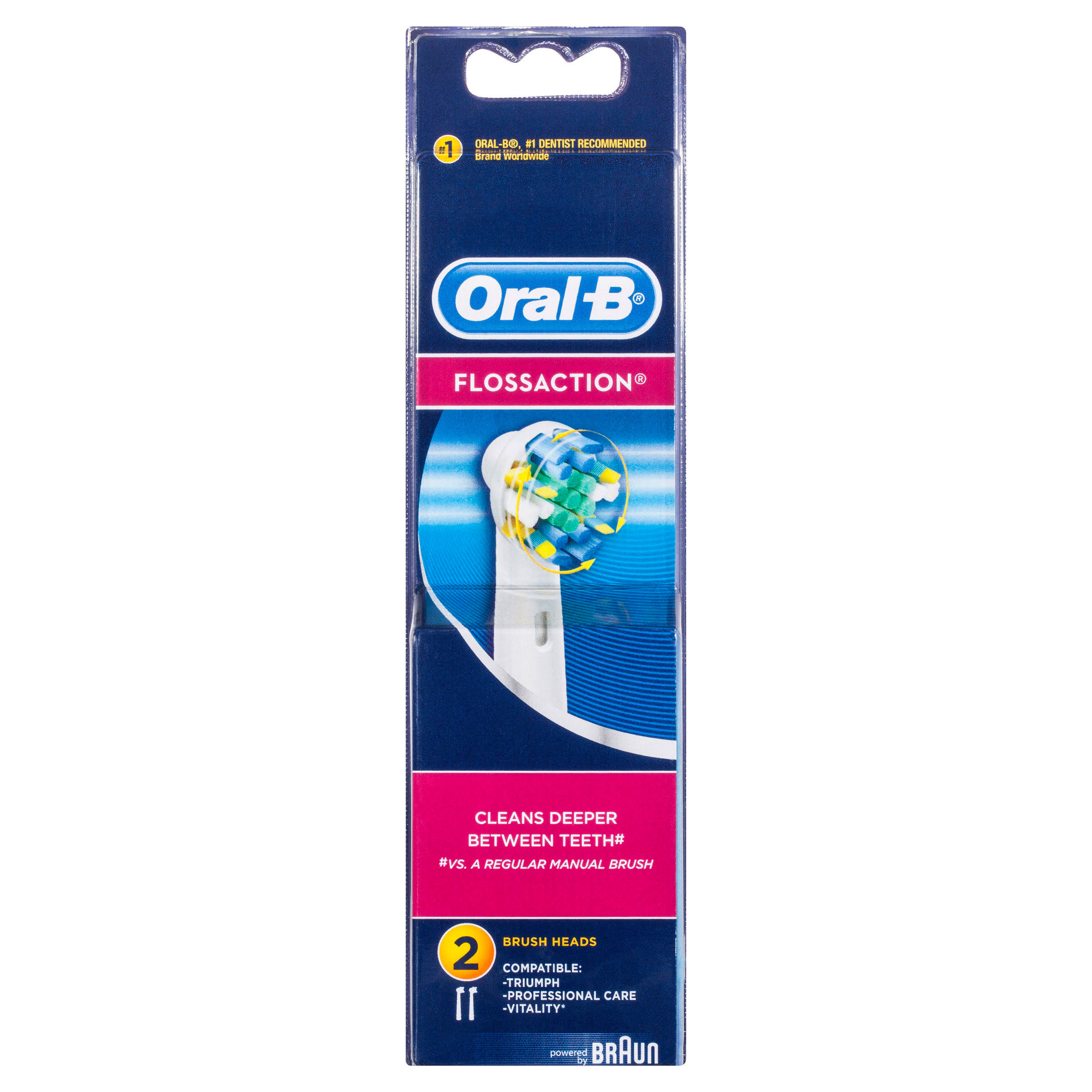 Oral B Floss Action Replacement Brush Head 4 Heads 4 ct Powered by