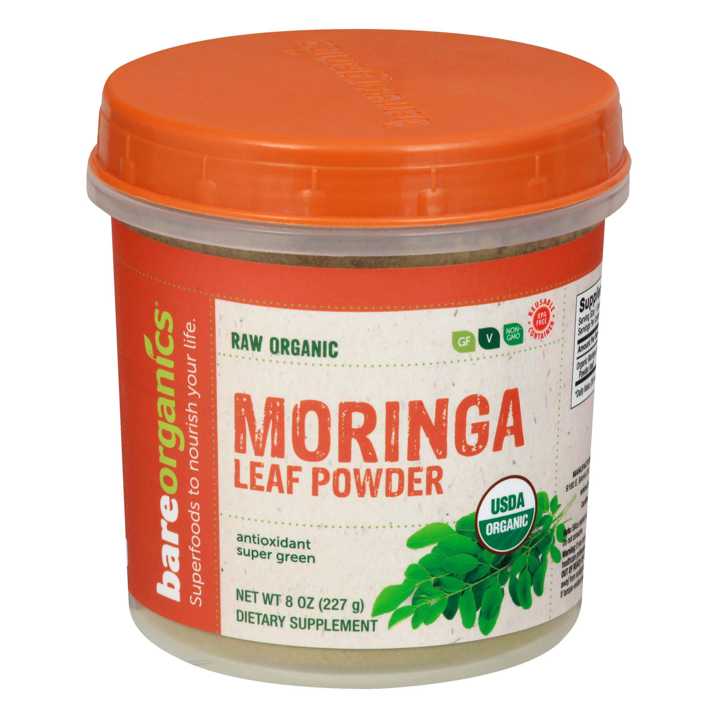 BareOrganics Raw Organic Moringa Leaf Powder - 8 oz (227 Grams)