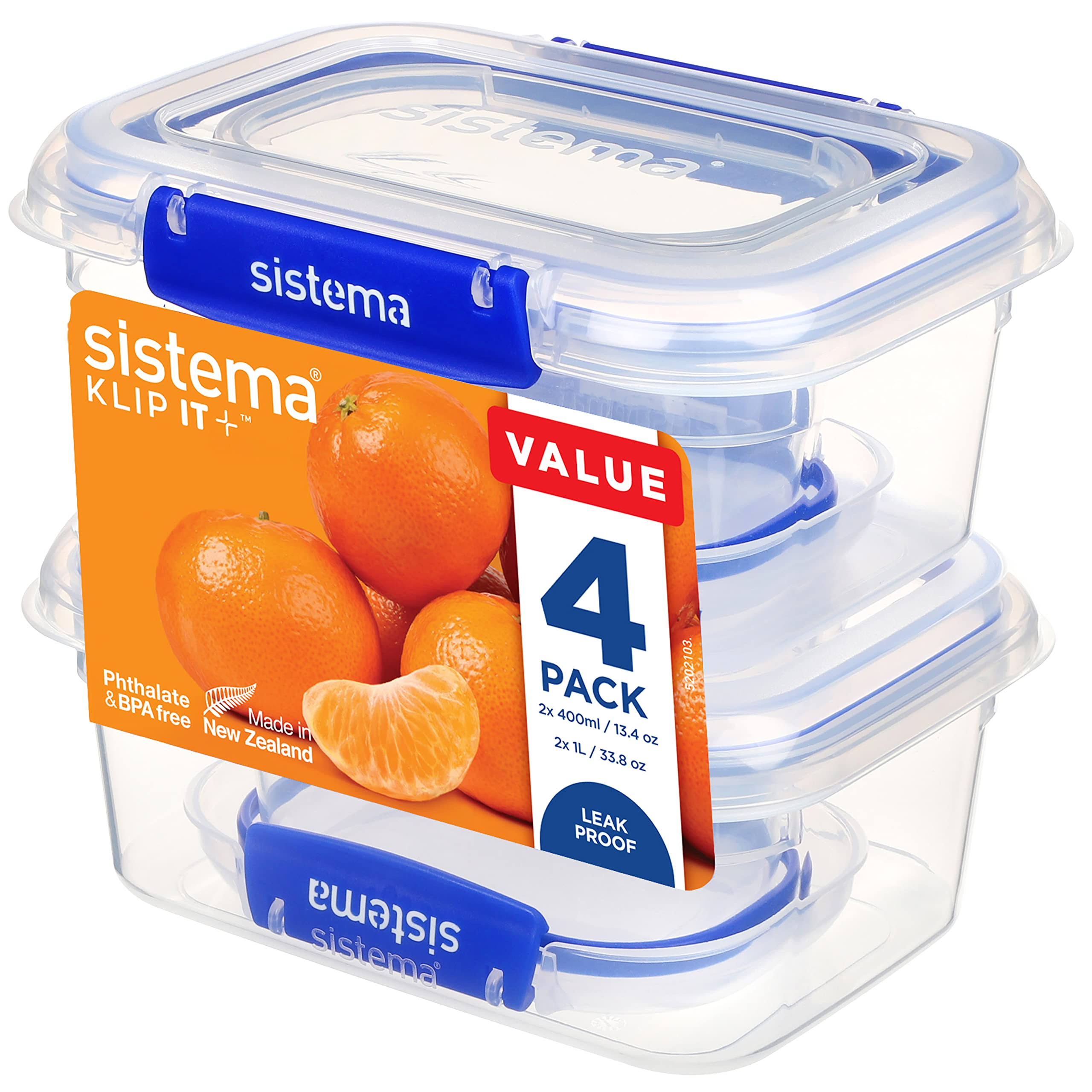 Sistema Klip It Food Storage 4 Pack Starter Set Blue Clips