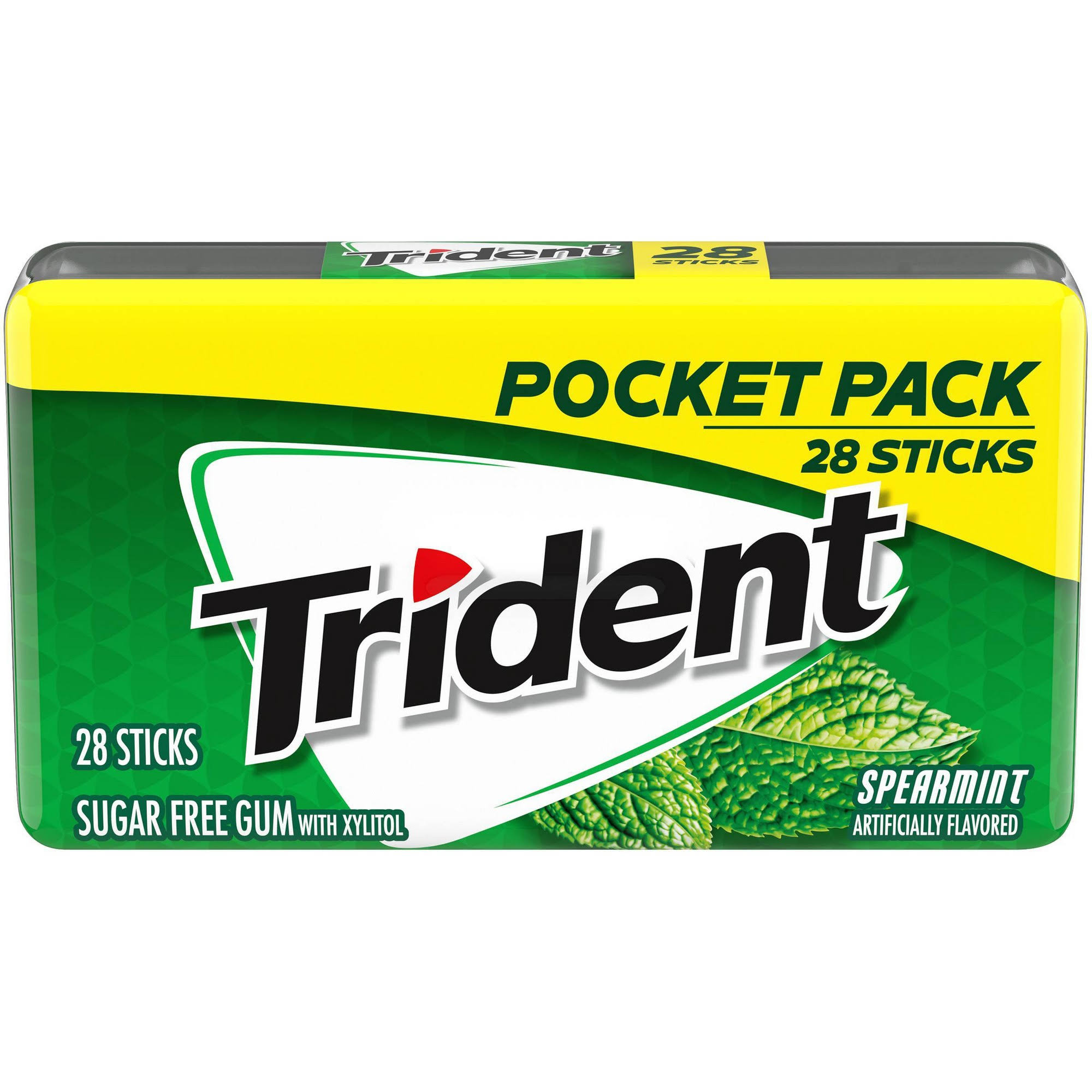 Trident Gum, Sugar Free, Spearmint, Pocket Pack - 28 sticks