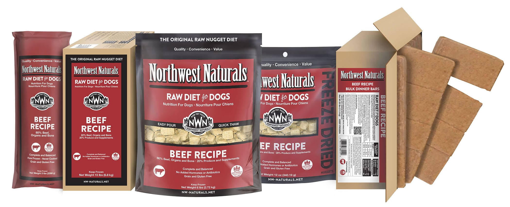 Northwest Naturals Beef Dinner Bar Grain Free Raw Frozen Dog Food