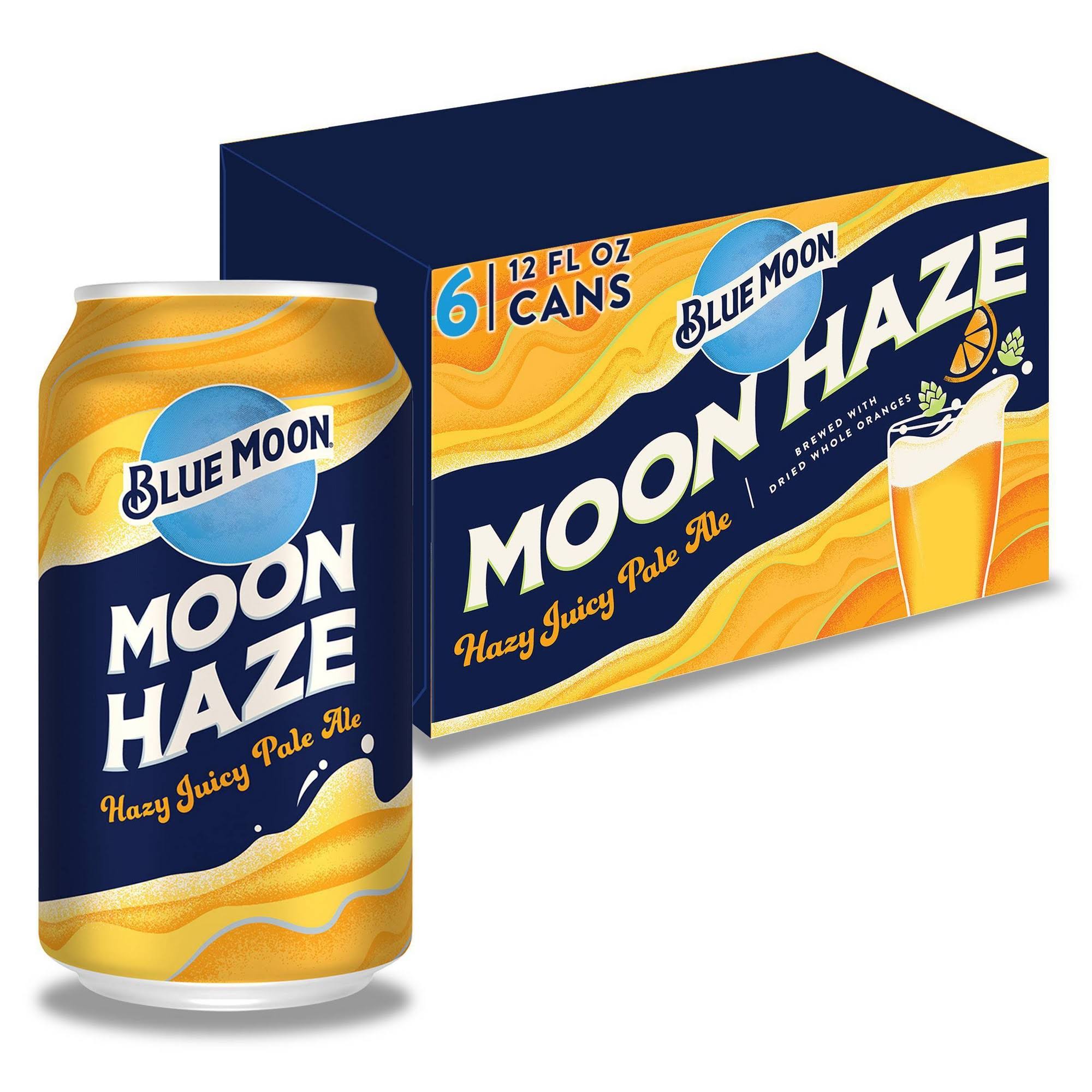 Blue Moon Beer, Hazy Juicy Pale Ale, Moon Haze - 6 pack, 12 oz cans