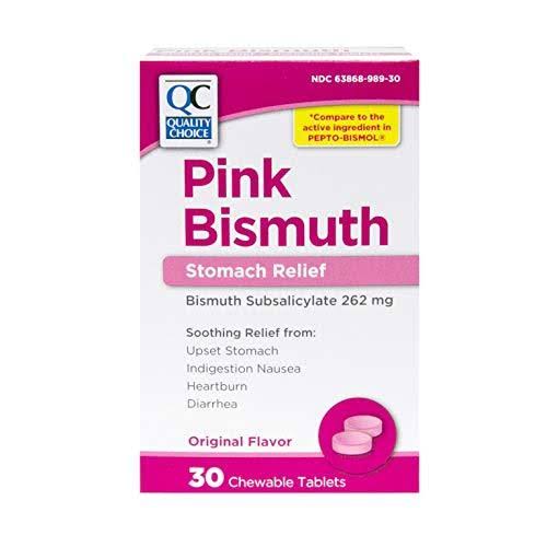 Quality Choice Pink Bismuth Chewable Antacid Tablets - 30ct