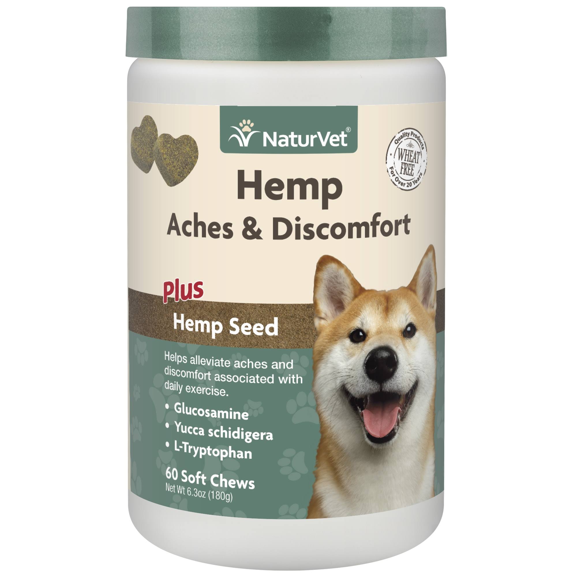 NaturVet Hemp Aches & Discomfort Soft Dog Chews - 60 COUNT.