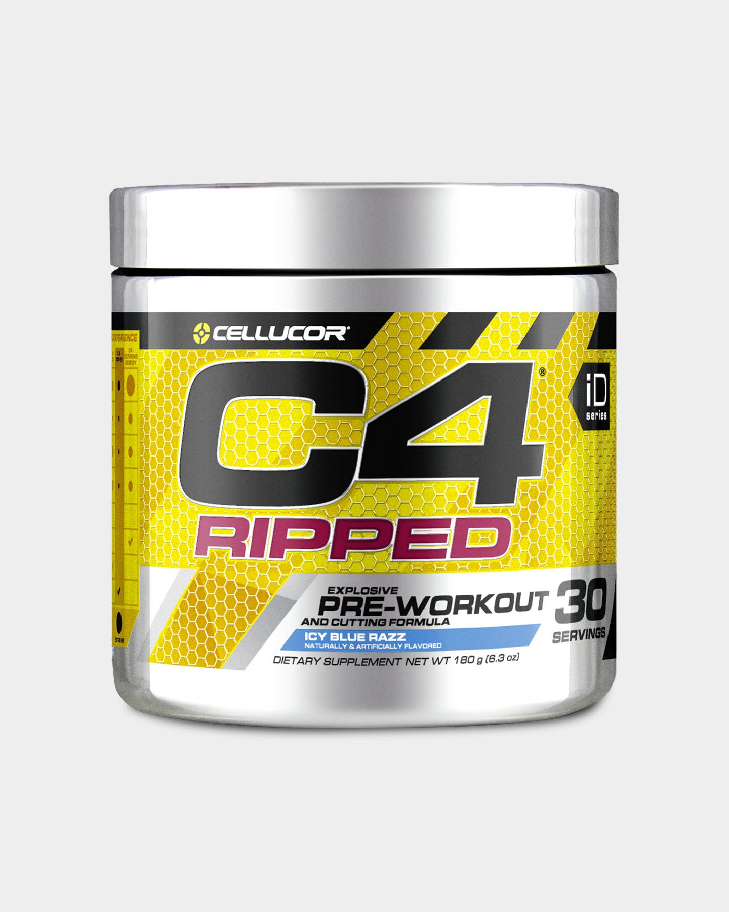 Cellucor C4 Pre Workout Explosive Energy Fat Burner Supplement - Ripped Icy Blue Razz, 30 Servings