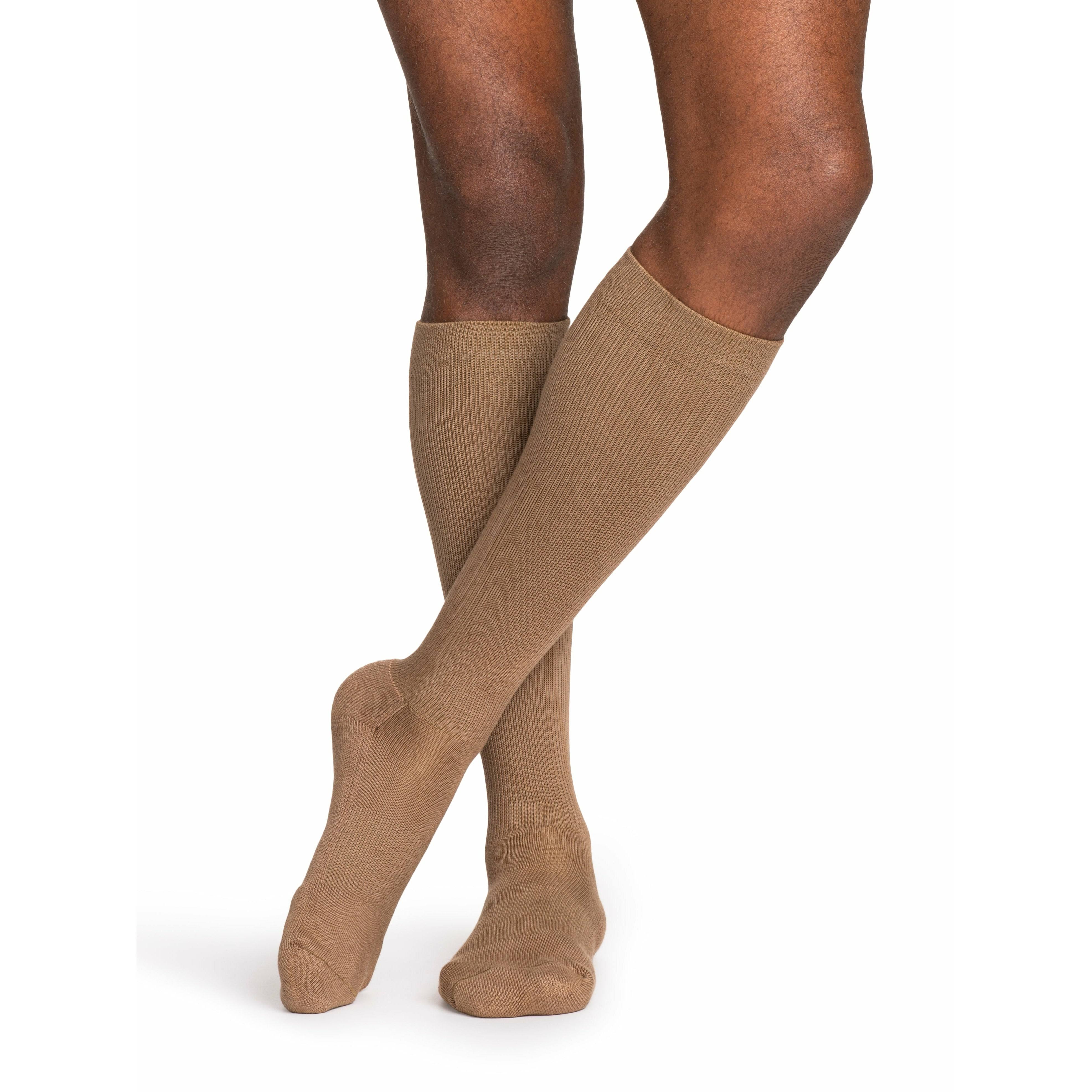 Sigvaris Women's Casual Cotton Support Therapy Socks - 15-20mmHg, Khaki, Size B