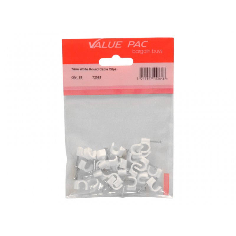 Value Pac 72092 7mm White Cable Clip