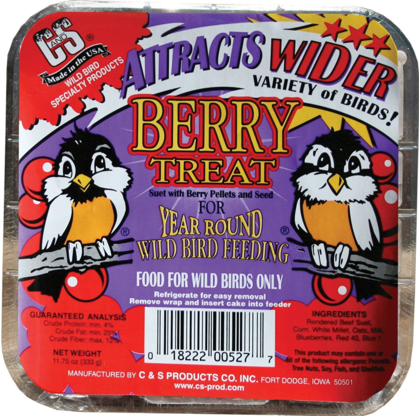 C & S Products Berry Treat Wild Bird Suet - 0.7lb
