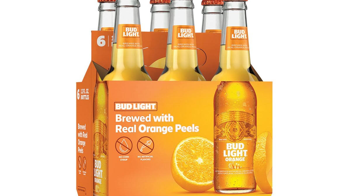 Bud Light Beer, Lager, Orange - 6 pack, 12 fl oz bottles