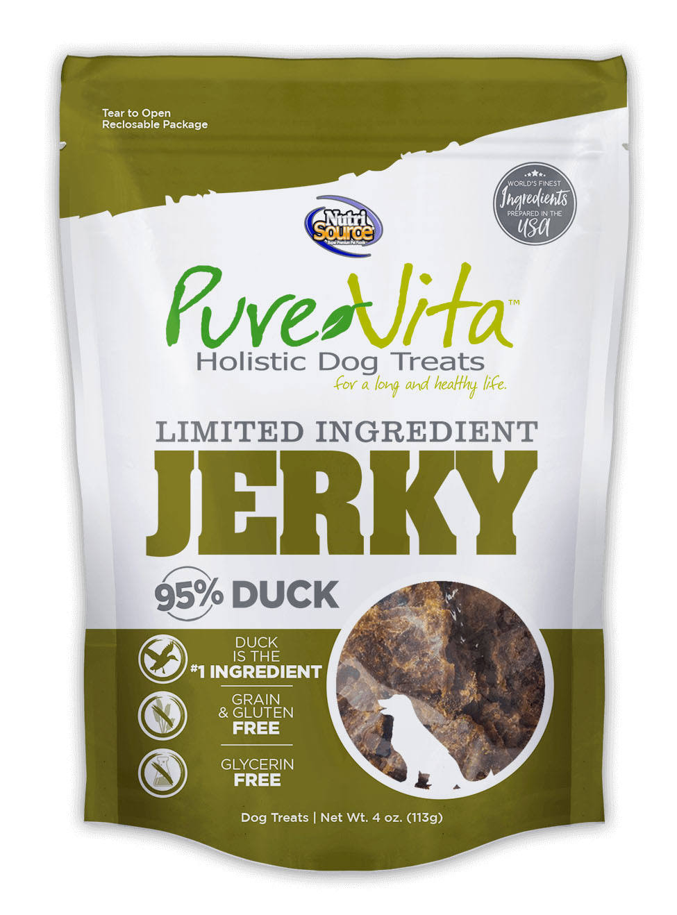 PureVita Limited Ingredient Duck Jerky Dog Treats 4oz