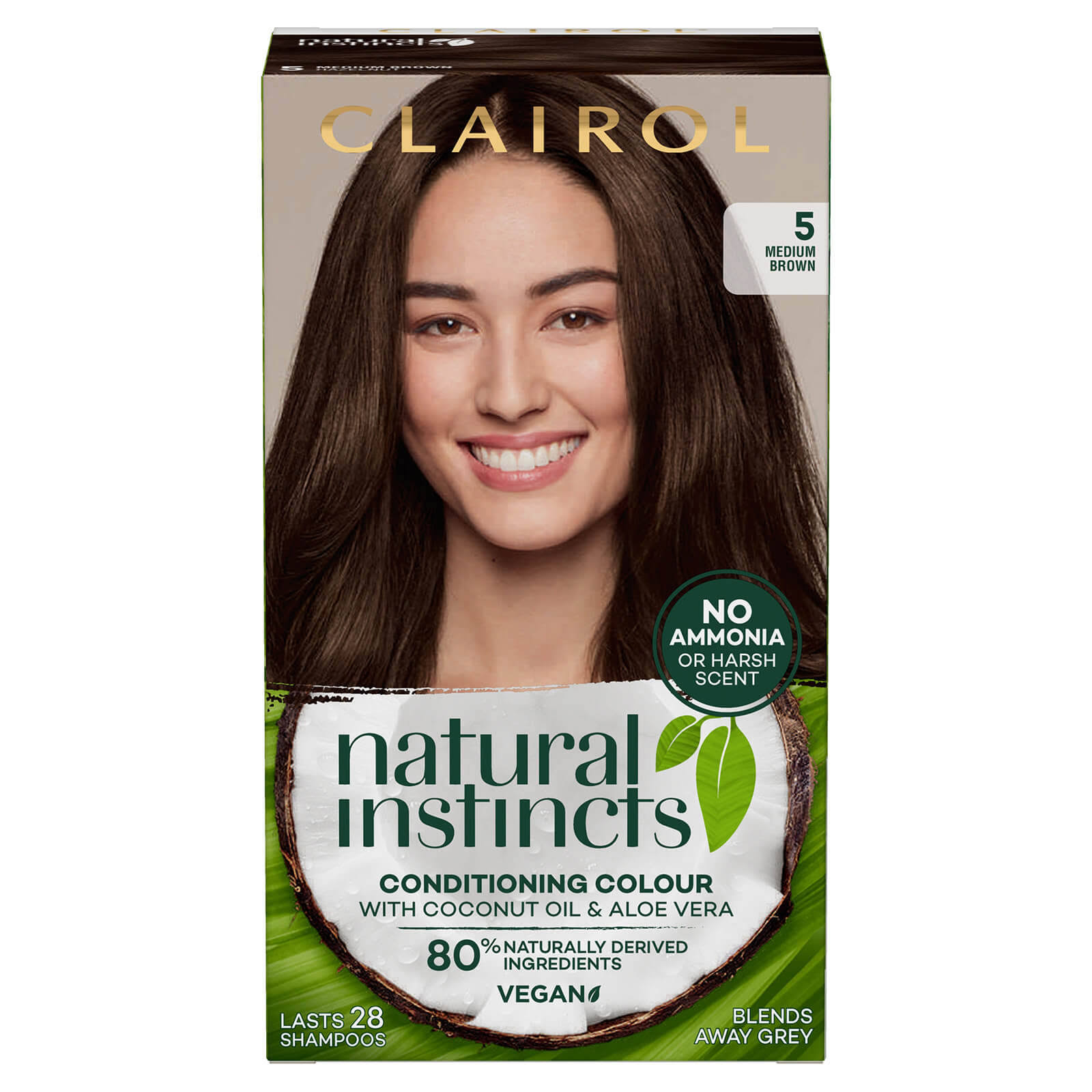 Clairol Natural Instincts Semi-Permanent No Ammonia Vegan Hair Dye 177ml (Various Shades) - 5 Medium Brown