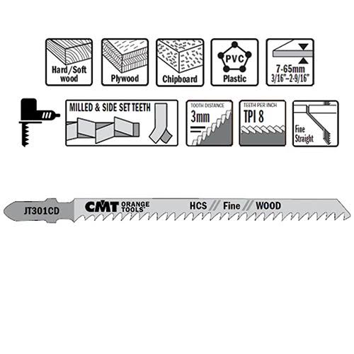 Cmt Jt301cd Jigsaw Blade 4-1/2in 8tpi Wd Hcs 5/pk, Price/Pack