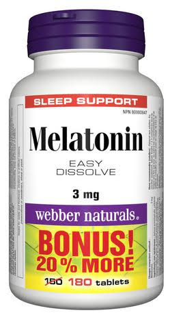 Webber Naturals Melatonin Quick Dissolve, 3 mg, 180 Sublingual Tabs Bonus Size
