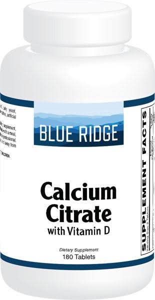Blue Ridge Calcium Citrate With Vitamin D - 180 Tablets