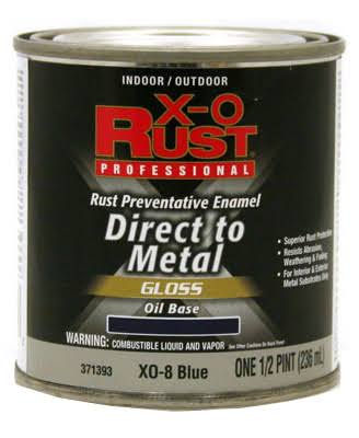 True Value Premium X-O Rust Gloss Anti Rust Enamel - 1/2 Pint, XO8 Blue, Interior/Exterior