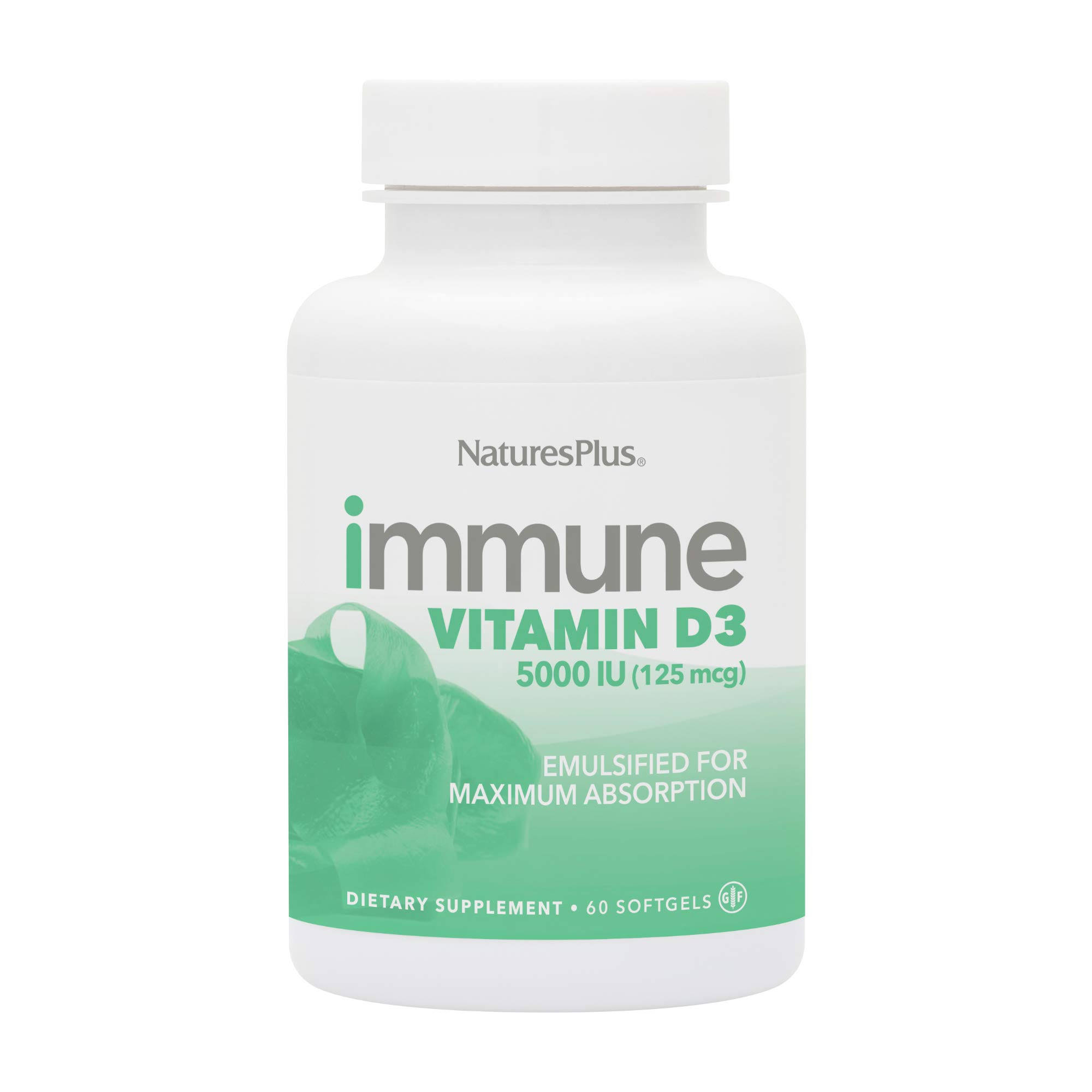 Nature's Plus Immune Vitamin D3 125 mcg (5000 IU) 60 Softgels