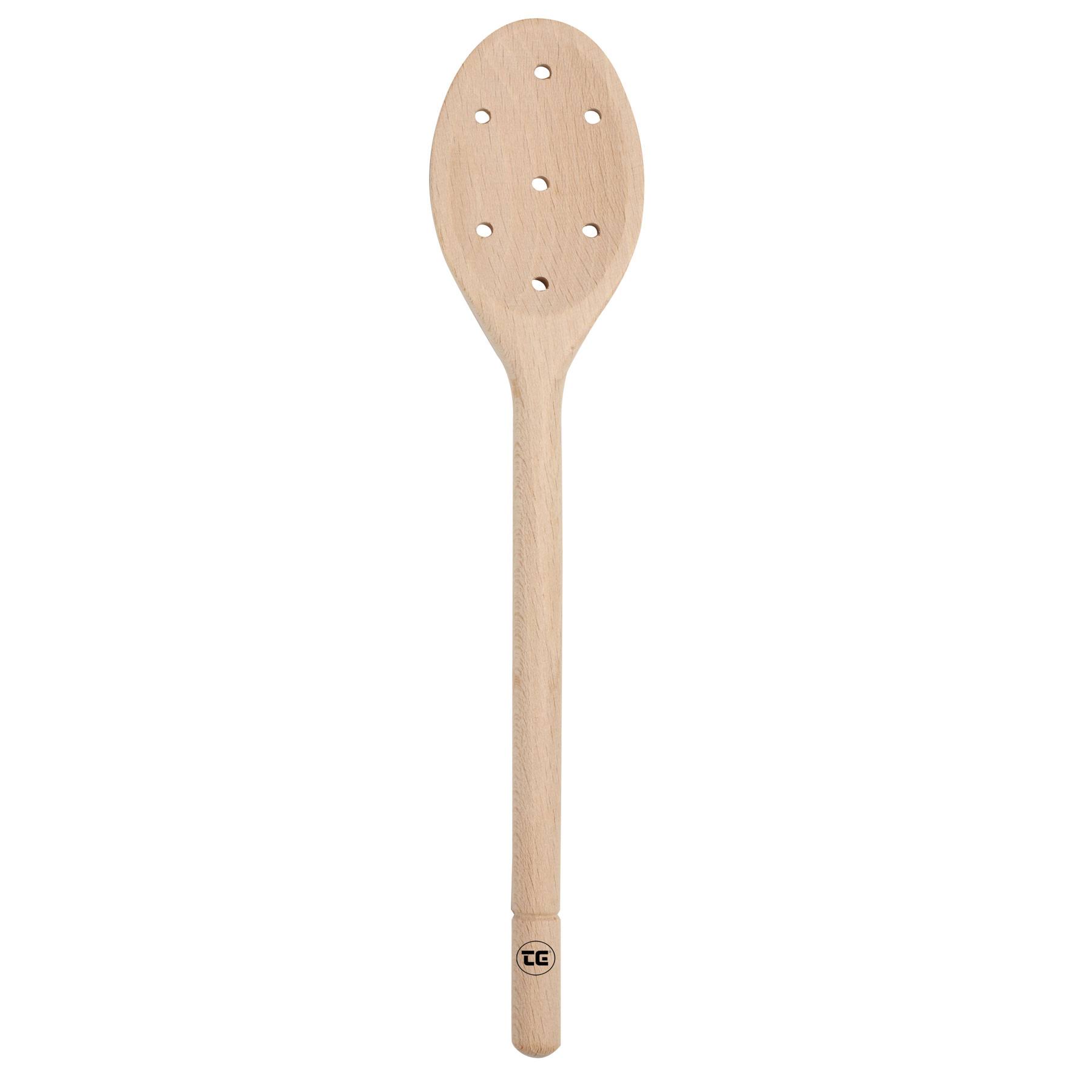 T&G Woodware Wooden Spoon with Holes, 30cm, Natural