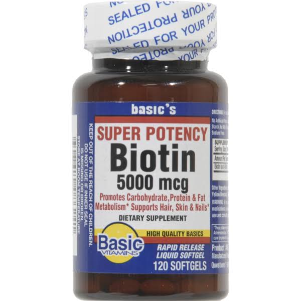 Basic Vitamins Biotin 5000mcg Rapid Softgels, 120ct 307610086241S420