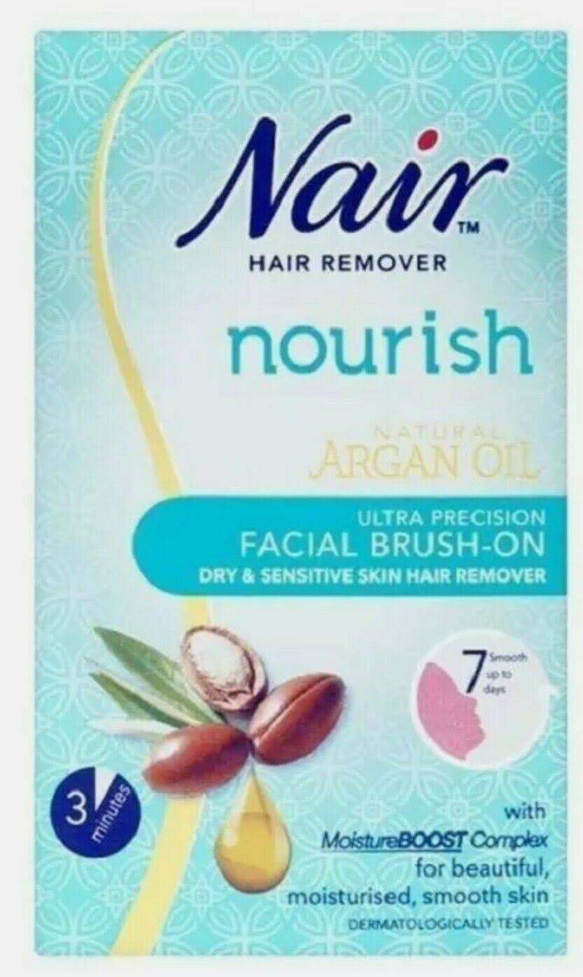 Nair Nourish Ultra Precision Facial Brush-On Hair Remover Cream - Argan Oil, Dry & Sensitive Skin, 50ml