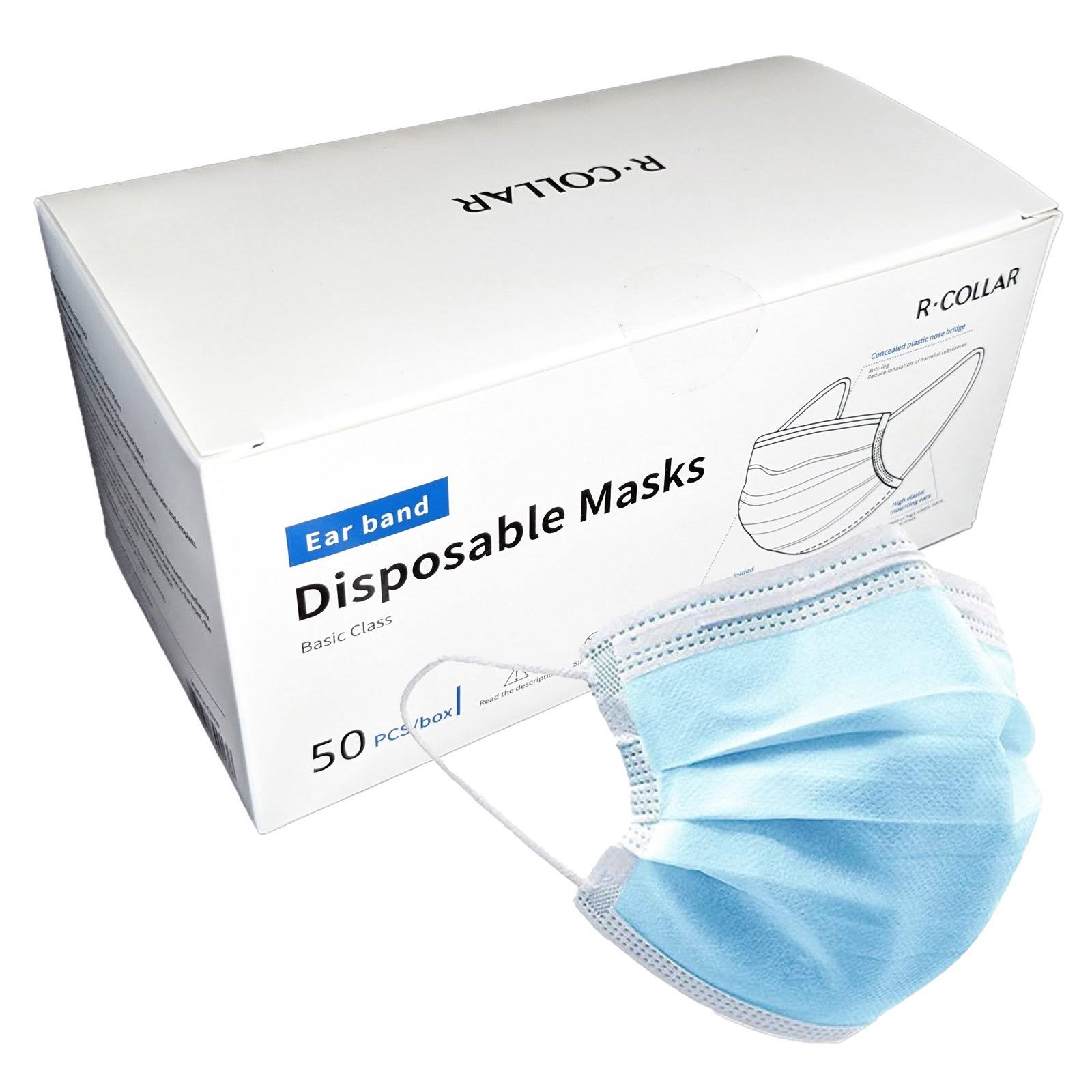 R-Collar Disposable Face Mask, Pack of 50