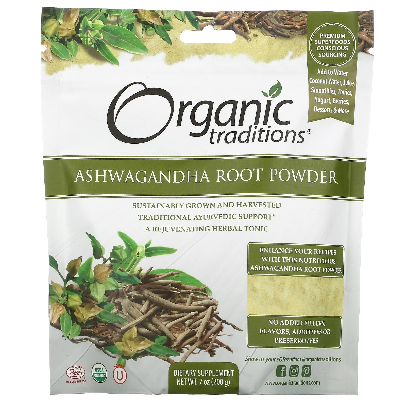 Organic Traditions - Ashwagandha Root Powder - 7 oz.