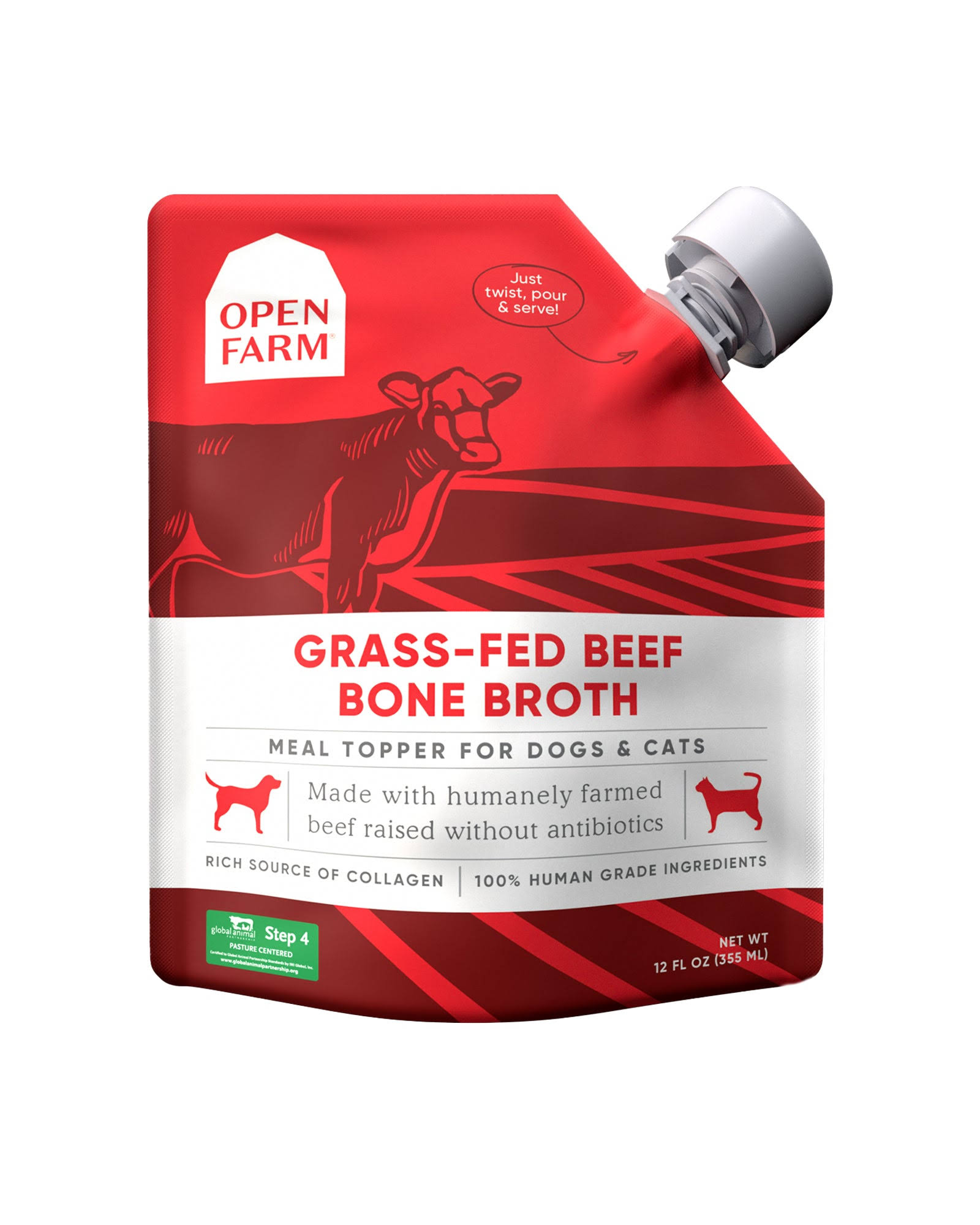 Open Farm Bone Broth for Dogs & Cats 12oz / Grass-Fed Beef