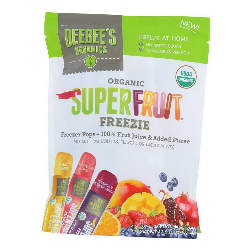 Deebee's Organic Superfruit Freezie Assorted Flavors 10 Bars 1.35 fl oz (40 ml) Each