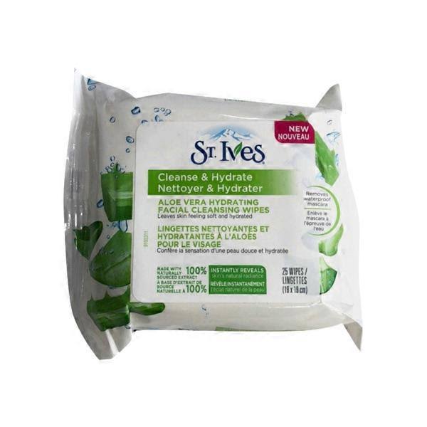 St. Ives Hydrating Facial Cleansing Wipes - Aloe Vera, 25 Pack