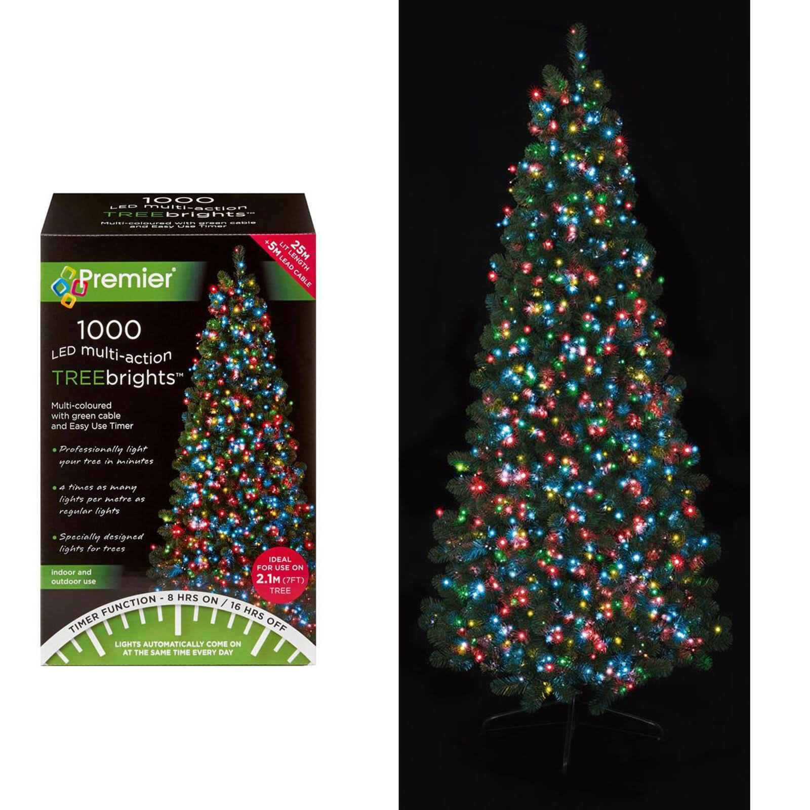 Premier LED Christmas TREE Brights Timer Lights - Multi Action, 1000pcs