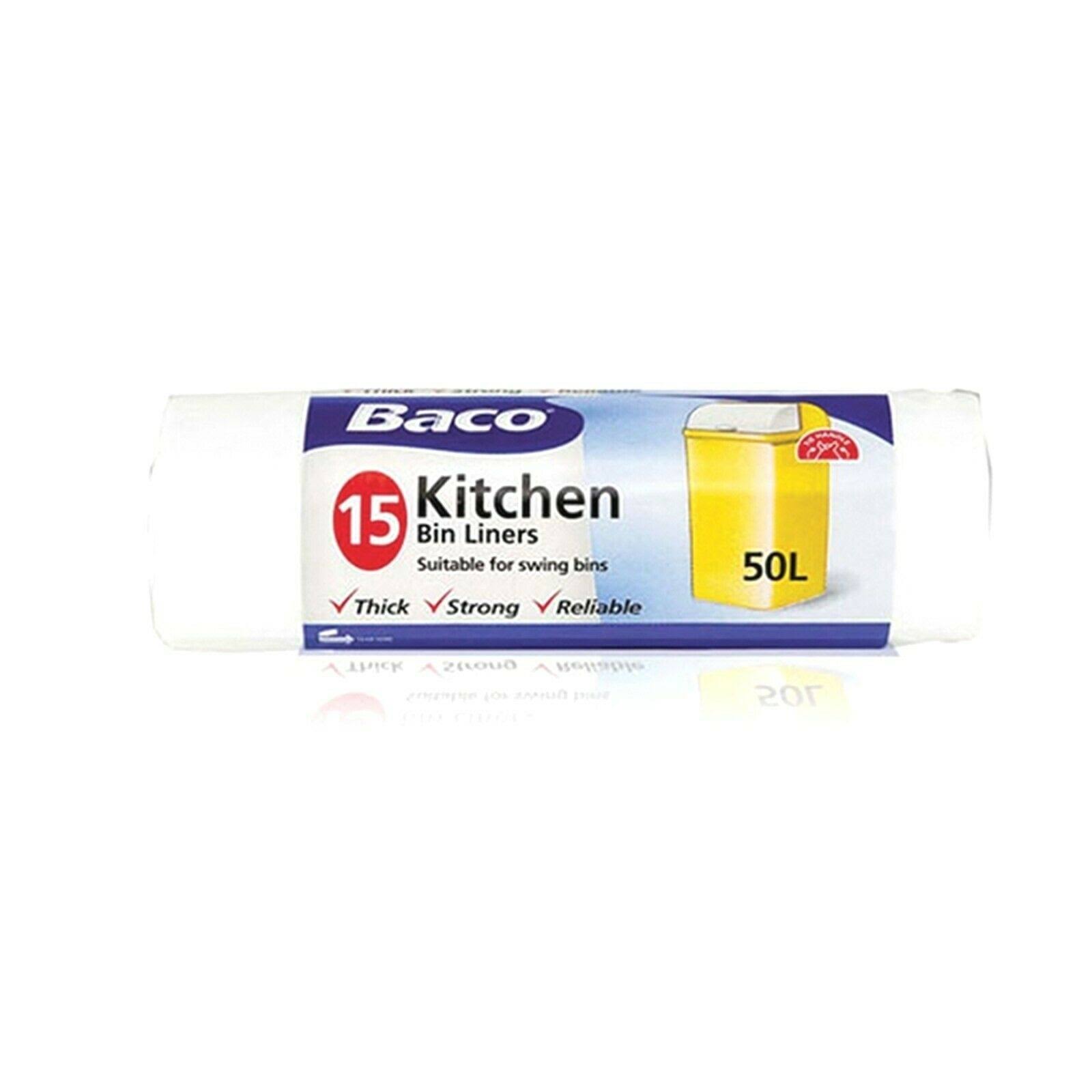 Baco Kitchen Swing Bin Liners - 15ct, 50L