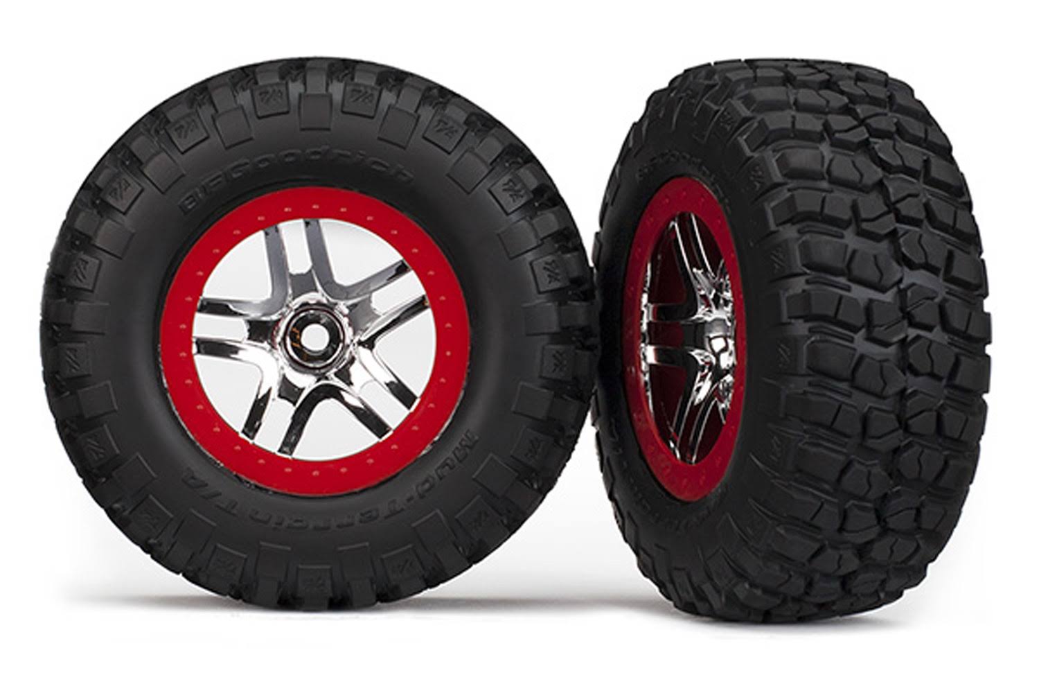 Traxxas TRA6873A Chrome Wheels RC Vehicle Mud Assembled Terrain Tires - Red, 2pcs