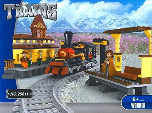 Imex Steam Loco With Train Station Constructive Block Toy Playset