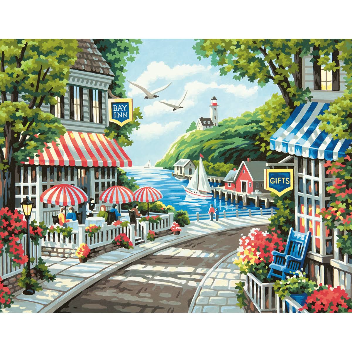Dimensions Crafts Paintworks Paint by Number Kit - Cafe by The Sea, 11"x14"