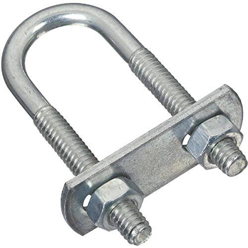Stanley National Hardware 2190BC Zinc Plated U Bolt - #112, 1/4" x 3/4" x 2 1/2", with Plate and Hex Nuts