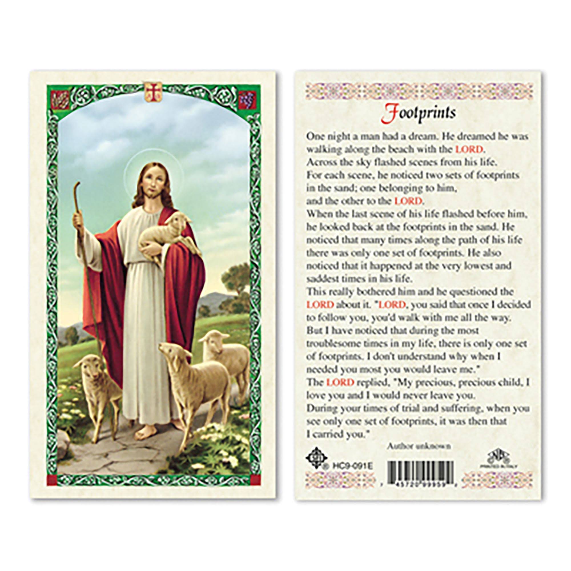 EWTN - Laminated Holy Card - Good Shepherd (Footprints)