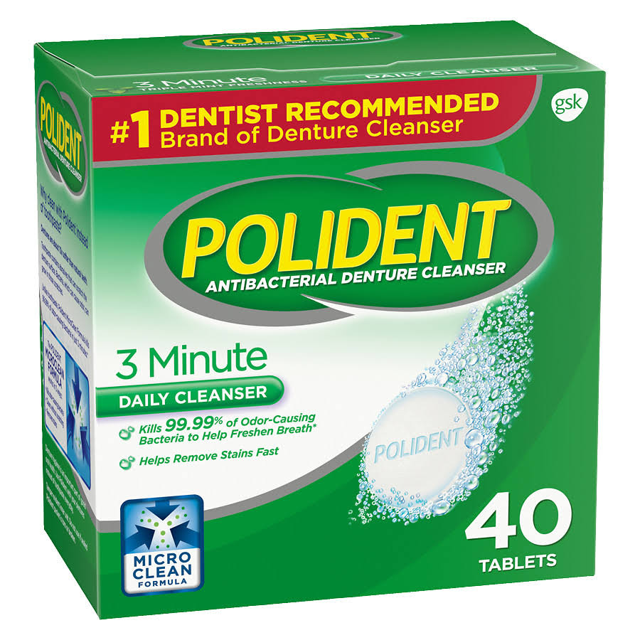 Polident Antibacterial Denture Cleaner - 40 Tablets