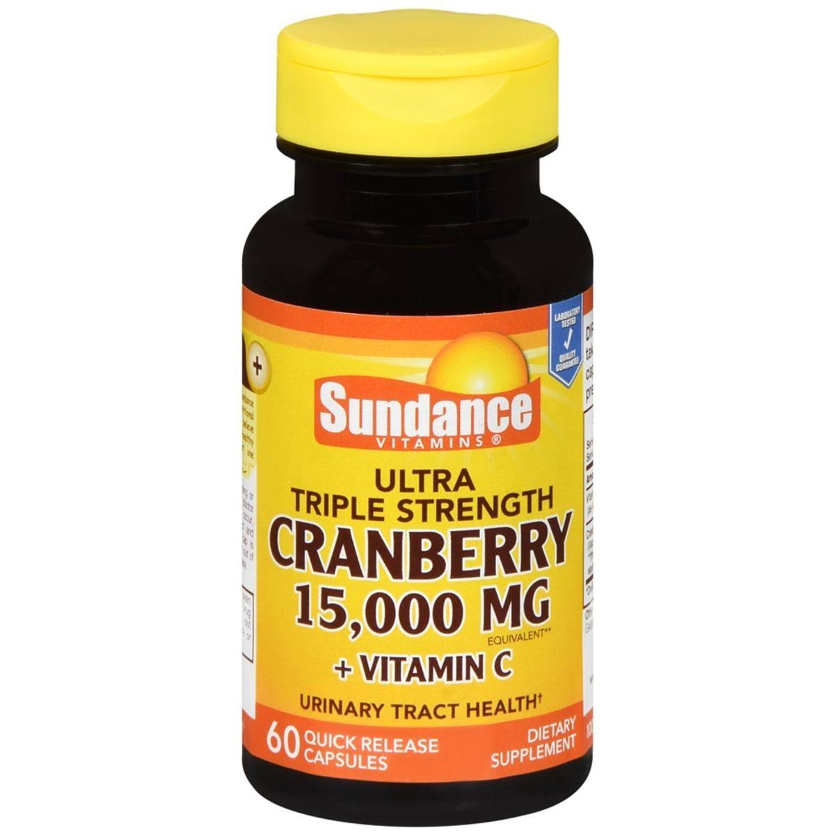 Sundance Vitamins Ultra Triple Strength Cranberry 15,000 MG + Vitamin C - 60ct