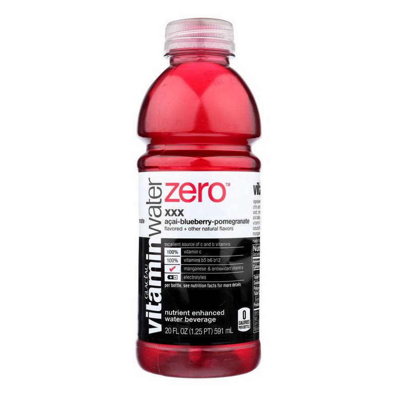 vitaminwater zero xxx, electrolyte enhanced water w/ vitamins, aai-blu