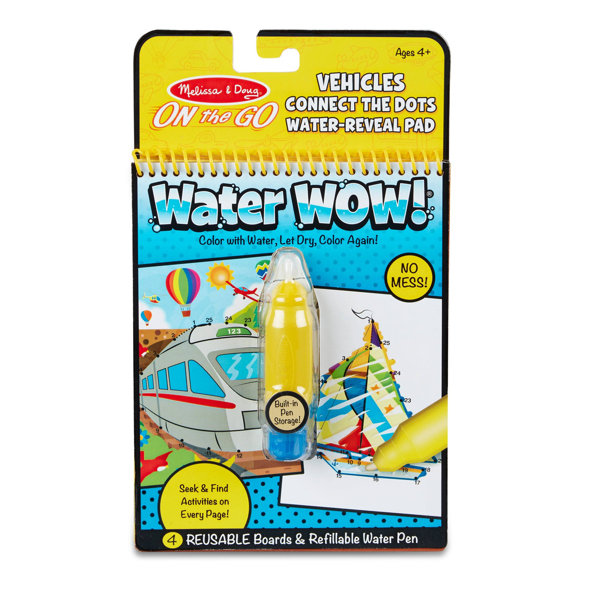Melissa & Doug On The Go Water Wow! Reusable Water-Reveal Connect The Dots Activity Pad Vehicles