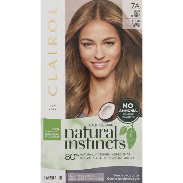 Clairol Natural Instincts Semi-Permanent Hair Dye, 7A Dark Cool Blonde Hair Color, 1 Count